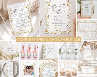 Bride to Bee Bridal Shower Invitation Bundle, Bee Floral Shower Invite & Games, Summer Bridal Shower Decor, Editable Printable Template