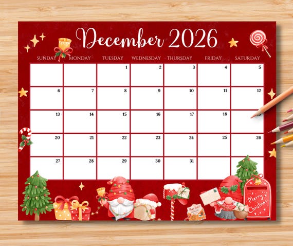 Editable December 2026 Calendar Monday Start Excel 3 EDITABLE December 2026 Calendar | Monthly Planner for Kids ...