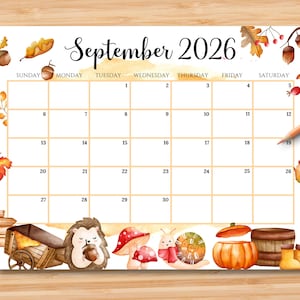 Editable September 2026 Calendar | Monthly Planner Printable PDF | School, Work, Office & Home Organizer | Instant Download