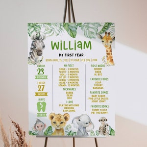 EDITABLE Safari Milestone Poster, Wild One Milestone Board, Safari 1st Birthday Decorations, Jungle First Birthday Sign, Instant Download