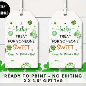 Printable St. Patrick's Day Gift Tag, Happy St Patrick's Day Tag ...