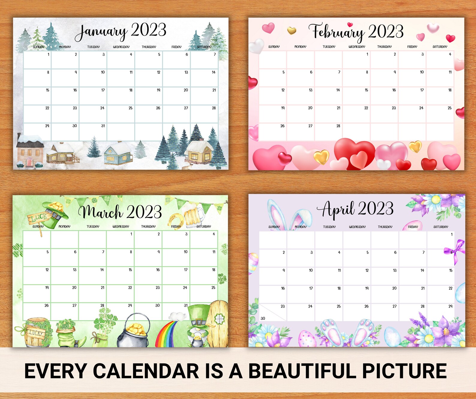 EDITABLE Bigwall Calendar 2023 Cute Printable Fillable Etsy UK