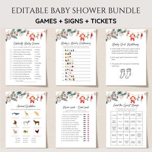 Santa Baby Shower Game Bundle, Christmas Baby Shower Game Package, Santa Baby Clothes Decor, Holiday Baby Shower, Editable Games, Printable