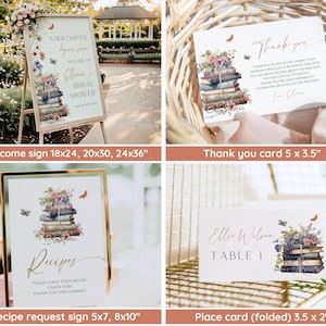 Storybook Bridal Shower Bundle, New Chapter Bridal Shower Invitation & Games, Vintage Book Themed Bridal Shower Decor, Editable Template image 4