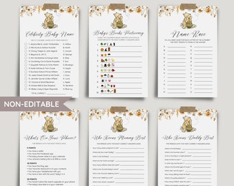 Winnie the pooh Baby Shower Games Bundle (Non-Editable), Vintage Pooh Bear Baby Shower Package, Printable Games, Digital Instant Download