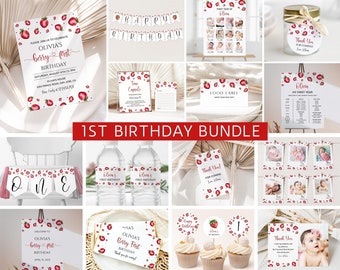 Berry First Birthday Invitation Bundle, Printable Strawberry Invitation 1st Birthday, Berry Birthday Decorations, Printable First Birthday