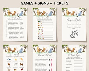 Winnie the Pooh Baby Shower Game Bundle, Vintage Pooh Bear Baby Sprinkle Games, Editable & Printable Baby Shower Activities Instant Download