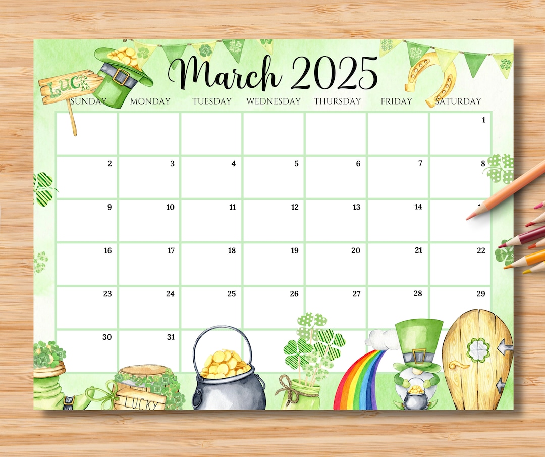 EDITABLE March 2025 Calendar, Happy St. Patrick's Day With Cute Gnome Planner, Printable Monthly Kids School Schedule, Instant Download - Etsy editable-march-2025-calendar-happy-st-patrick-s-day-with-cute-gnome-planner-printable-monthly-kids-school-schedule-instant-download-etsy