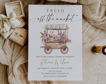 Fresh Off the Market Bridal Shower Invitation, Farmer’s Market Bridal Shower Invite, She’s Off the Market Wedding Shower Invitation EDITABLE