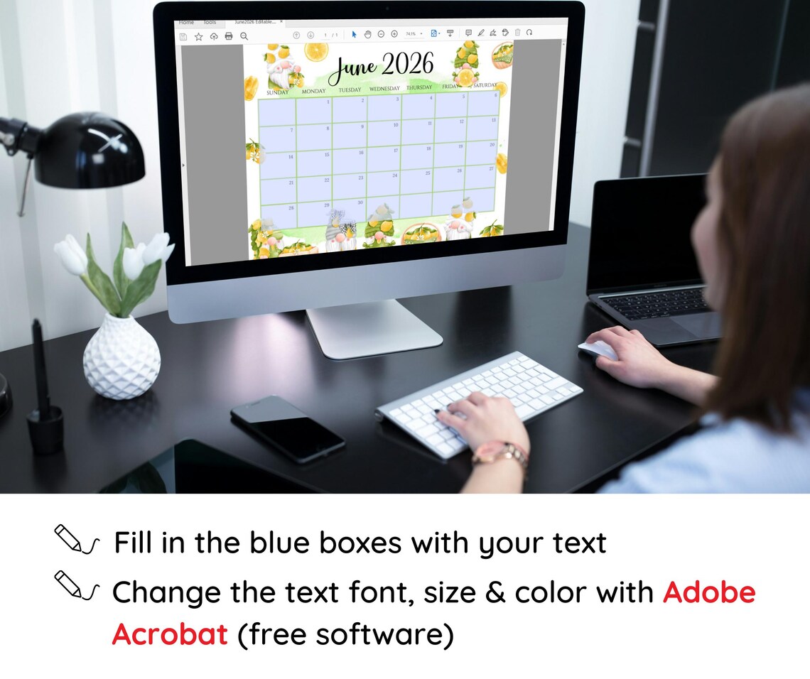Editable June 2026 Calendar | Monthly Planner Printable PDF | School ...