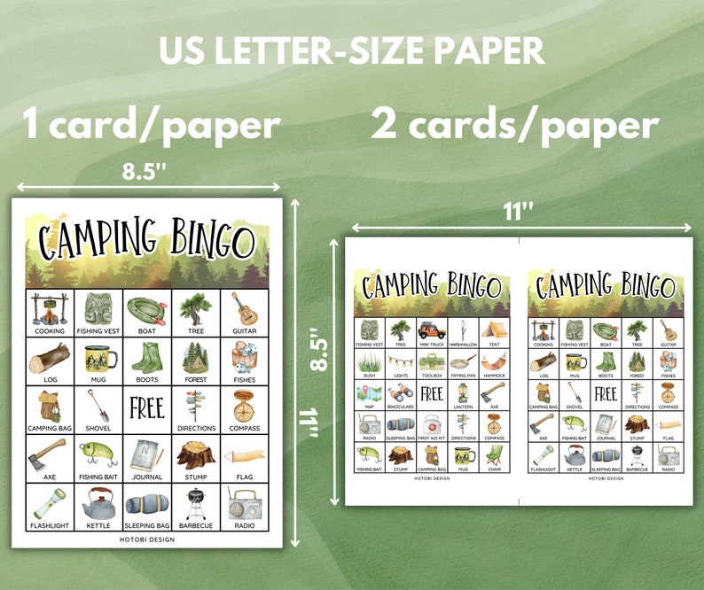 Printable Camping Bingo Game, 50 Unique Bingo Cards W/labels, Camping ...