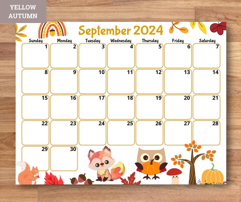 EDITABLE 2024 Calendars Cute Monthly Calendar for Kids - Etsy Australia