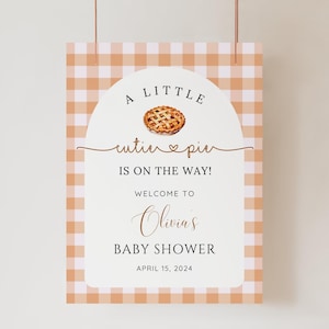 Cutie Pie Babyparty Willkommensschild, Herbst-Babyparty-Willkommensplakat, Orange Pie Thanksgiving-Babyparty-Dekor, Herbst-Babyparty, EDITIERBAR