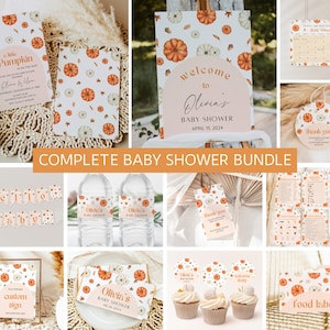 Little Pumpkin Fall Baby Shower Bundle, Editable Pumpkin Baby Shower Invitation Template, Autumn Baby Shower, Pumpkin Decor, Games, Welcome
