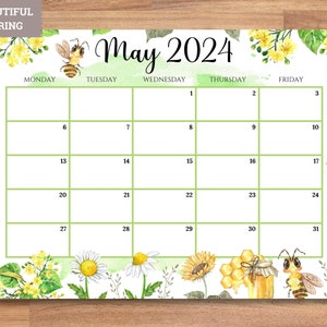 EDITABLE Monthly Calendar 2024 Bundle monday-friday - Etsy Canada