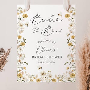Bride to Bee Bridal Shower Welcome Sign, Bee Bridal Shower Welcome Sign, Bee Floral Wedding Shower, Summer Bridal Shower, Editable Printable image 2