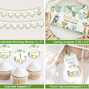 Wild One 1st Birthday Bundle, Safari Wild One Birthday Bundle, Wild One Invitation Bundle, Instant Download, Birthday Boy Milestone Welcome image 5