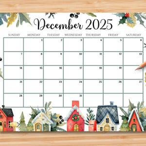 EDITABLE December 2025 Calendar, Gorgeous Colorful Christmas Planner, Printable Monthly Calendar for Kids School Home Office Work, Digital