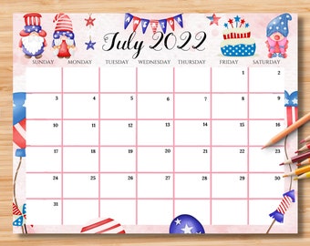 july calendar etsy