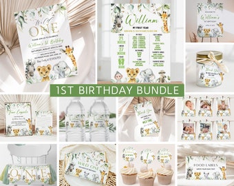 Wild One 1st Birthday Bundle, Wild One Invitation Bundle, Safari Wild One Birthday, One Birthday Invite, 1st Birthday Invite, Birthday Boy