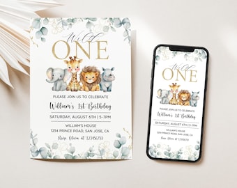 Wild One Birthday Boy Invitation, Wild One Invitation Printable, Safari Wild One Party Invite, Boy Safari Invitation, Wild One, 1st Birthday