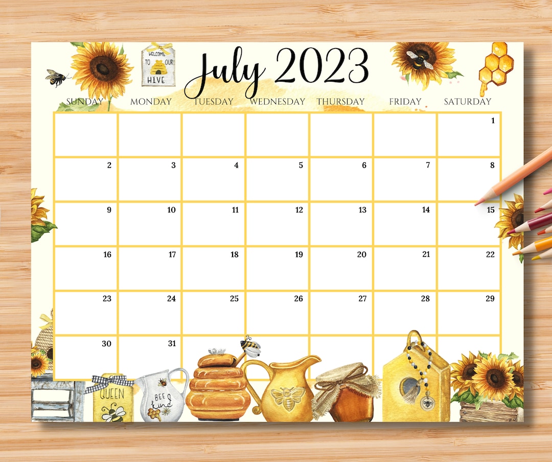 Editable July 2023 Calendar 4th July Independence Day Etsy