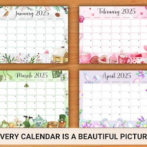 EDITABLE Monthly Calendar 2025, 12 Beautiful Printable Monthly Calendar ...