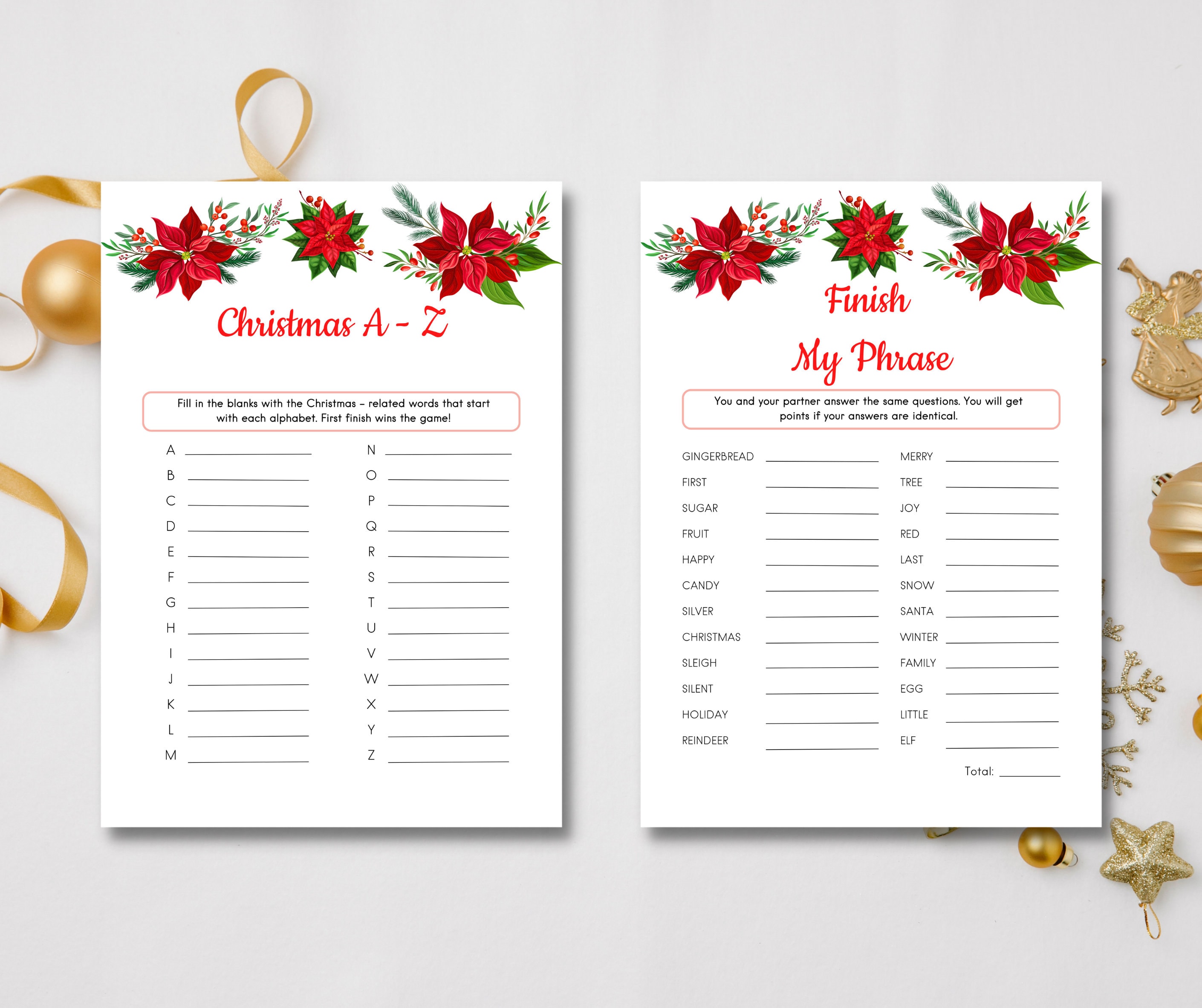 12 Printable Christmas Game Bundle, Christmas Party Games for Kids ...