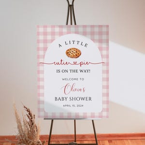 Cutie Pie Babyparty Willkommensschild, Herbst-Babyparty-Mädchen Willkommensschild, Pink Pie Thanksgiving-Duschedekor, Herbst-Babyparty, EDITIERBAR