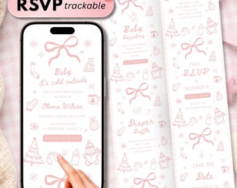 Baby It's Cold Outside Baby Shower Digital Invitation with RSVP Tracking, Winter Girl Baby Shower Invite, Editable Canva Website Template