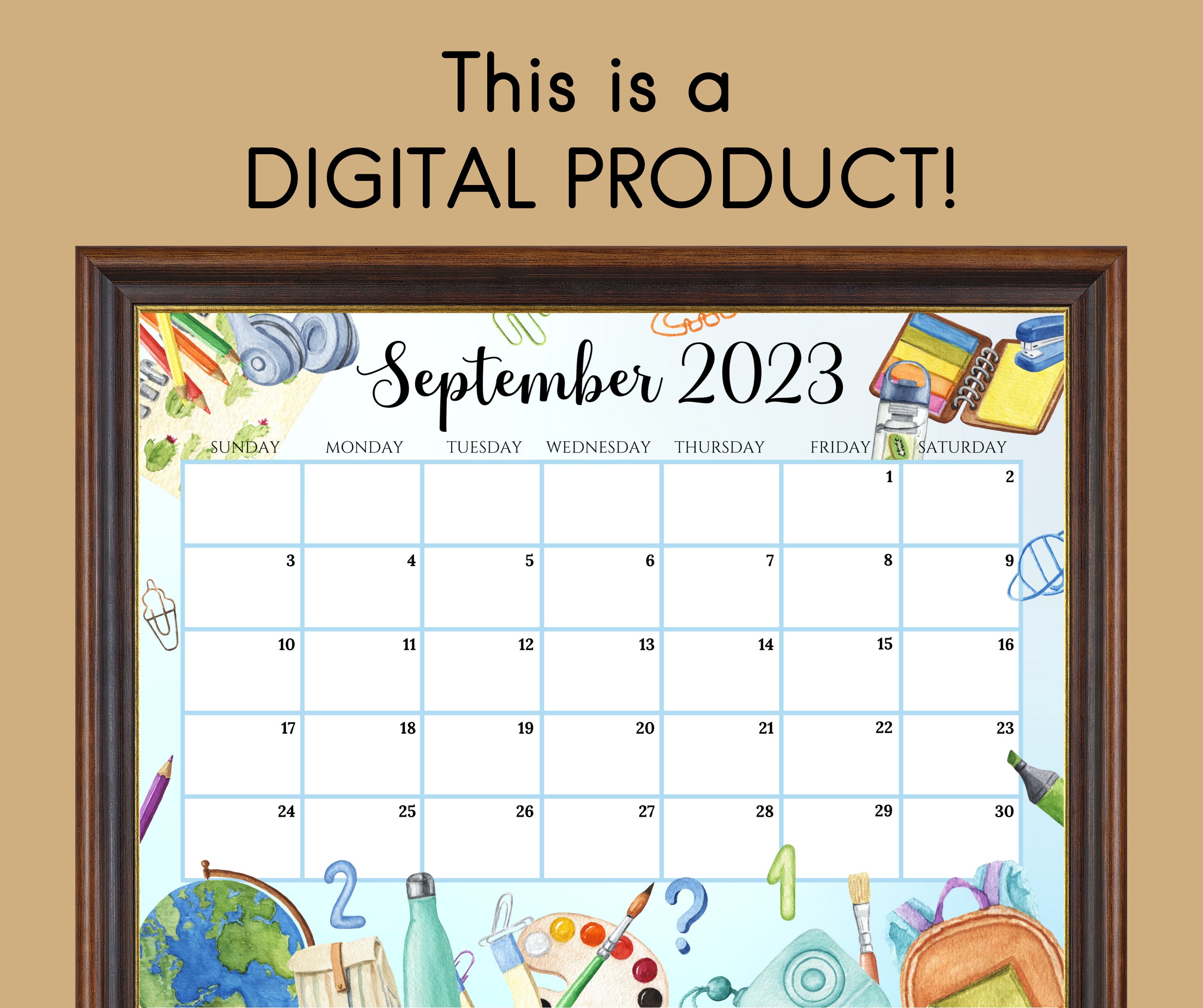 EDITABLE September 2023 Calendar Cute Back to School Planner Etsy UK