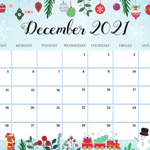 December 2022 Calendar Beautiful Winter White Christmas With  Etsy