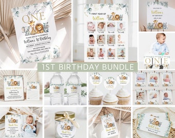 Wild One 1st Birthday Bundle, Wild One Invitation Bundle, Safari Wild One Birthday, One Birthday Invite, 1st Birthday Invite, Birthday Boy