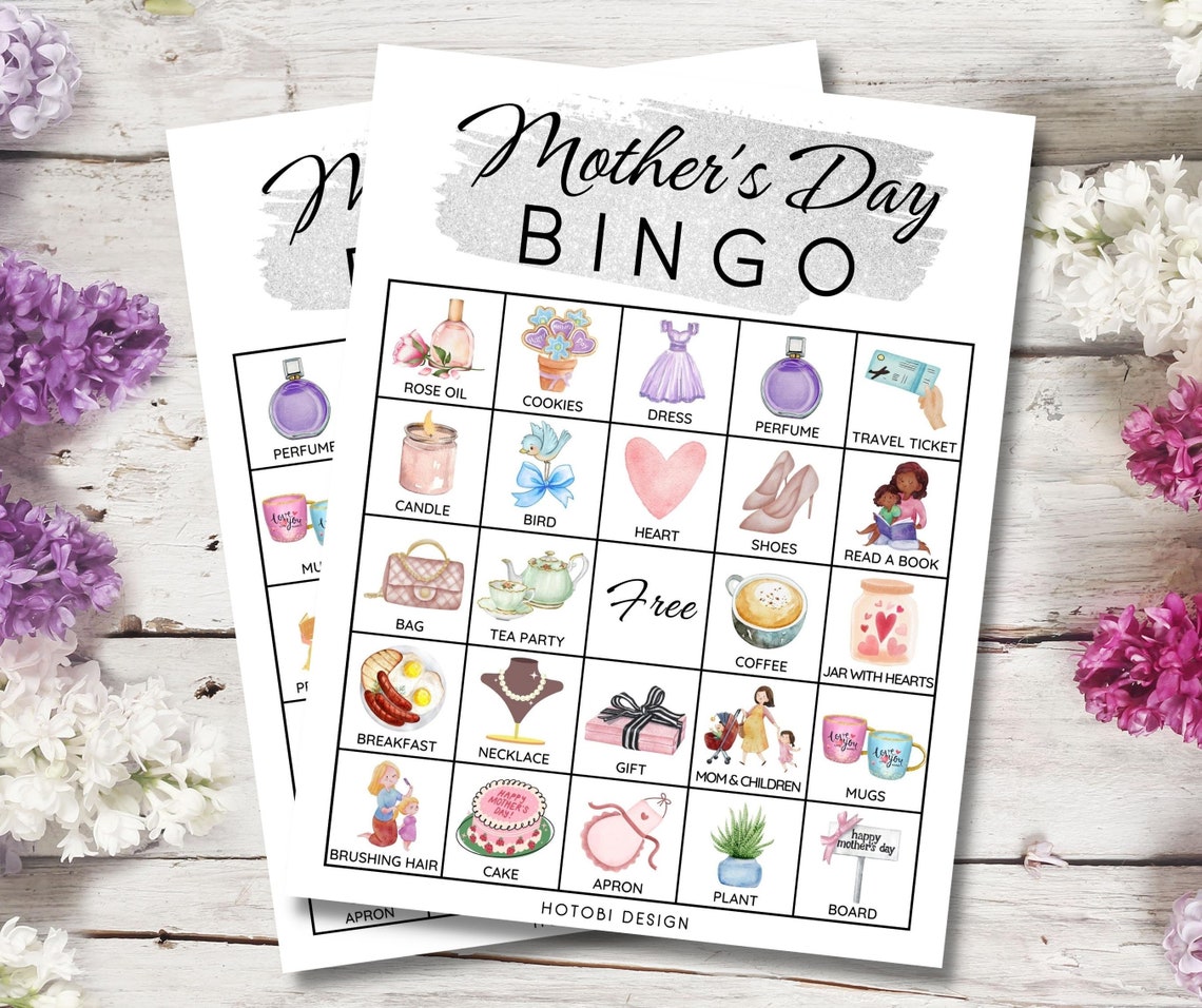 Printable Mother's Day Bingo, 50 Unique Bingo Cards W/labels, Mother's ...