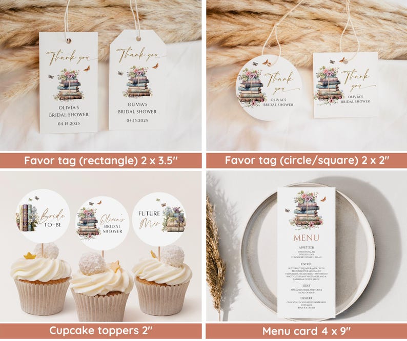 Storybook Bridal Shower Bundle, New Chapter Bridal Shower Invitation & Games, Vintage Book Themed Bridal Shower Decor, Editable Template image 3