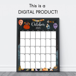 EDITABLE October 2025 Calendar (vertical/portrait), Spooky Halloween ...