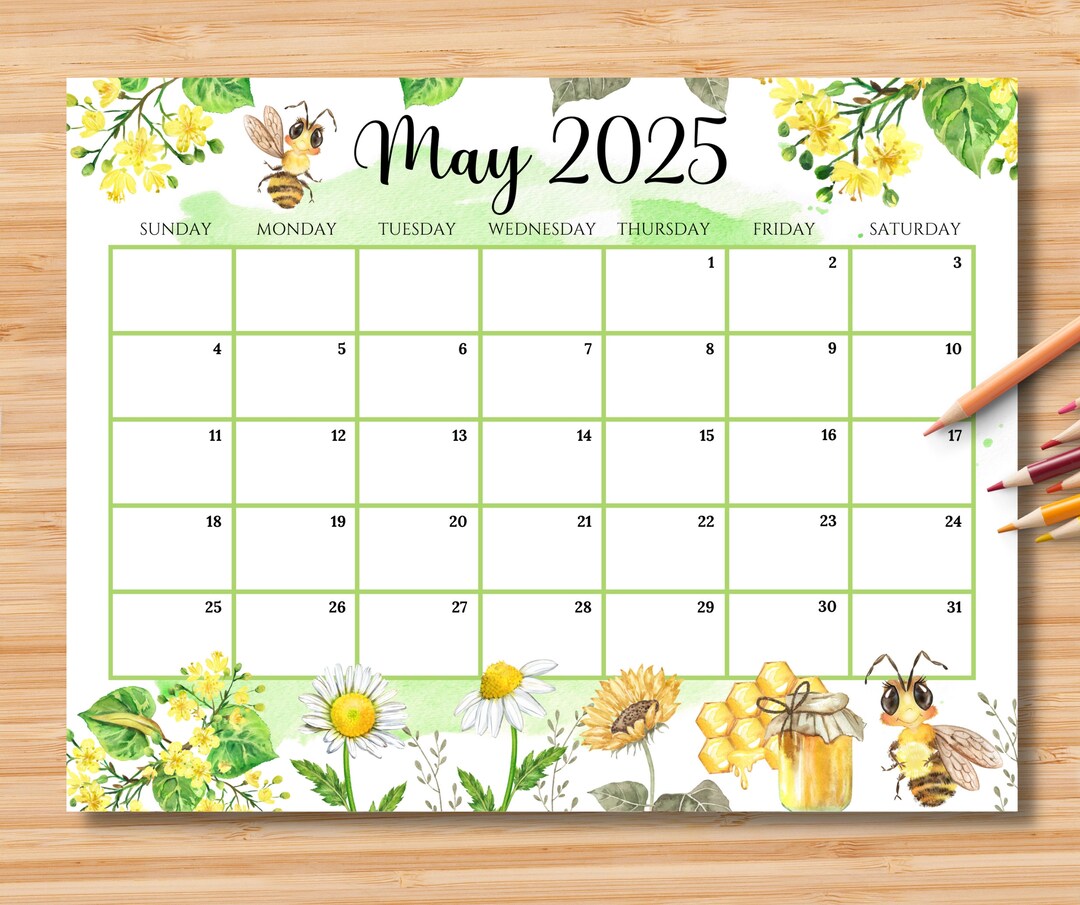 editable-may-2025-calendar-hello-spring-with-cute-honey-bees-mother-s-day-planner-printable-fillable-monthly-planner-instant-download-etsy