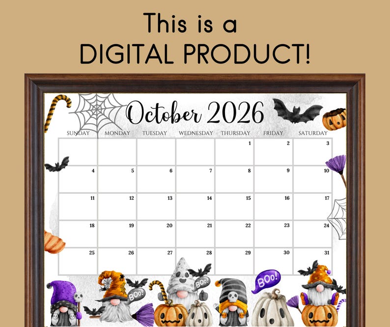 Editable October 2026 Calendar | Monthly Planner Printable PDF | School ...