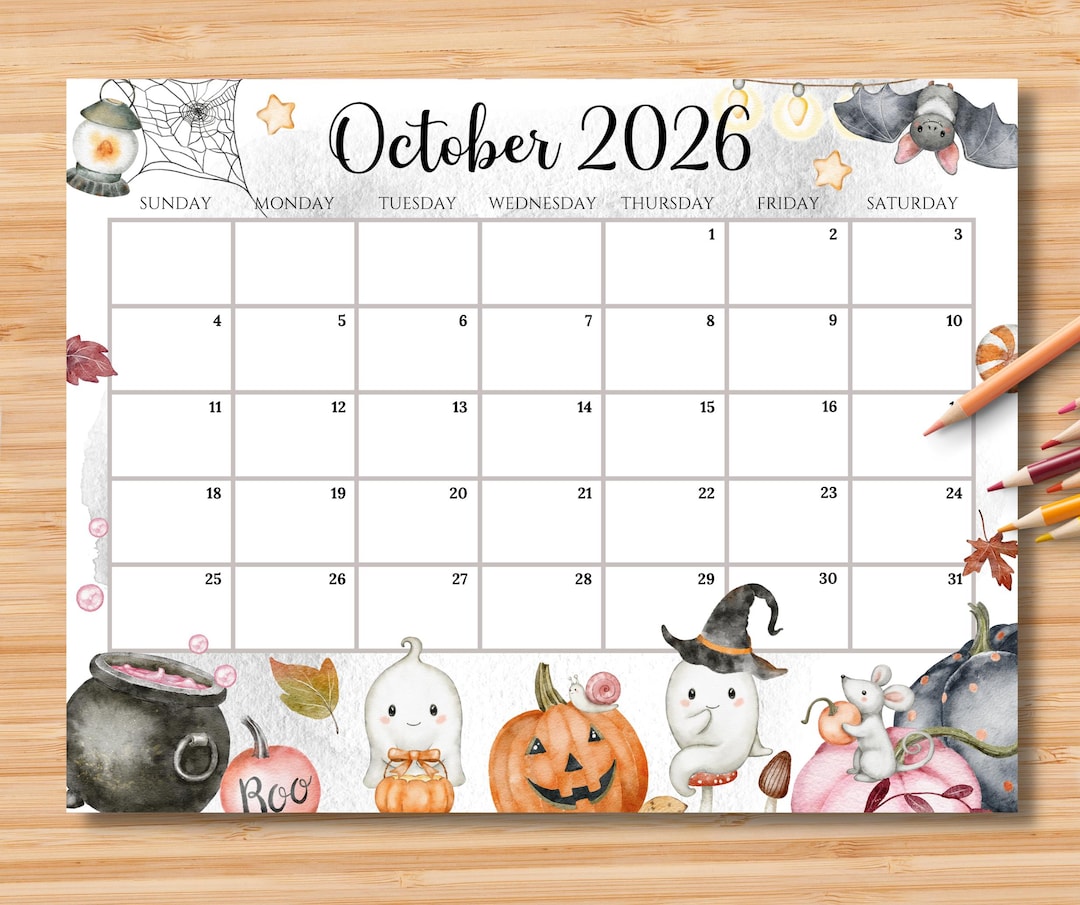 Editable October 2026 Calendar | Monthly Planner Printable PDF | School ...