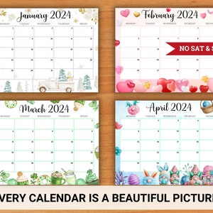 EDITABLE Monthly Calendar 2024 Bundle monday-friday - Etsy Canada