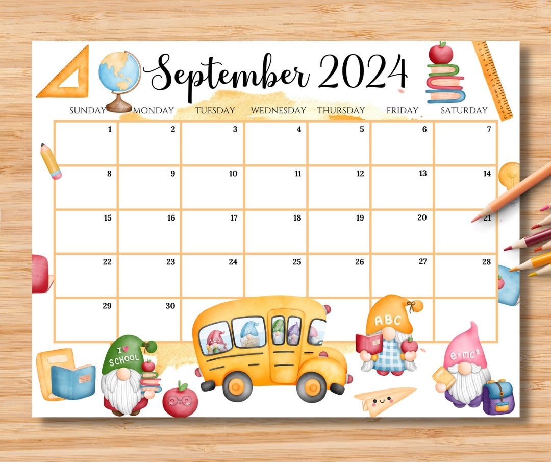 EDITABLE September 2025 Calendar, Back to School Planner With Cute