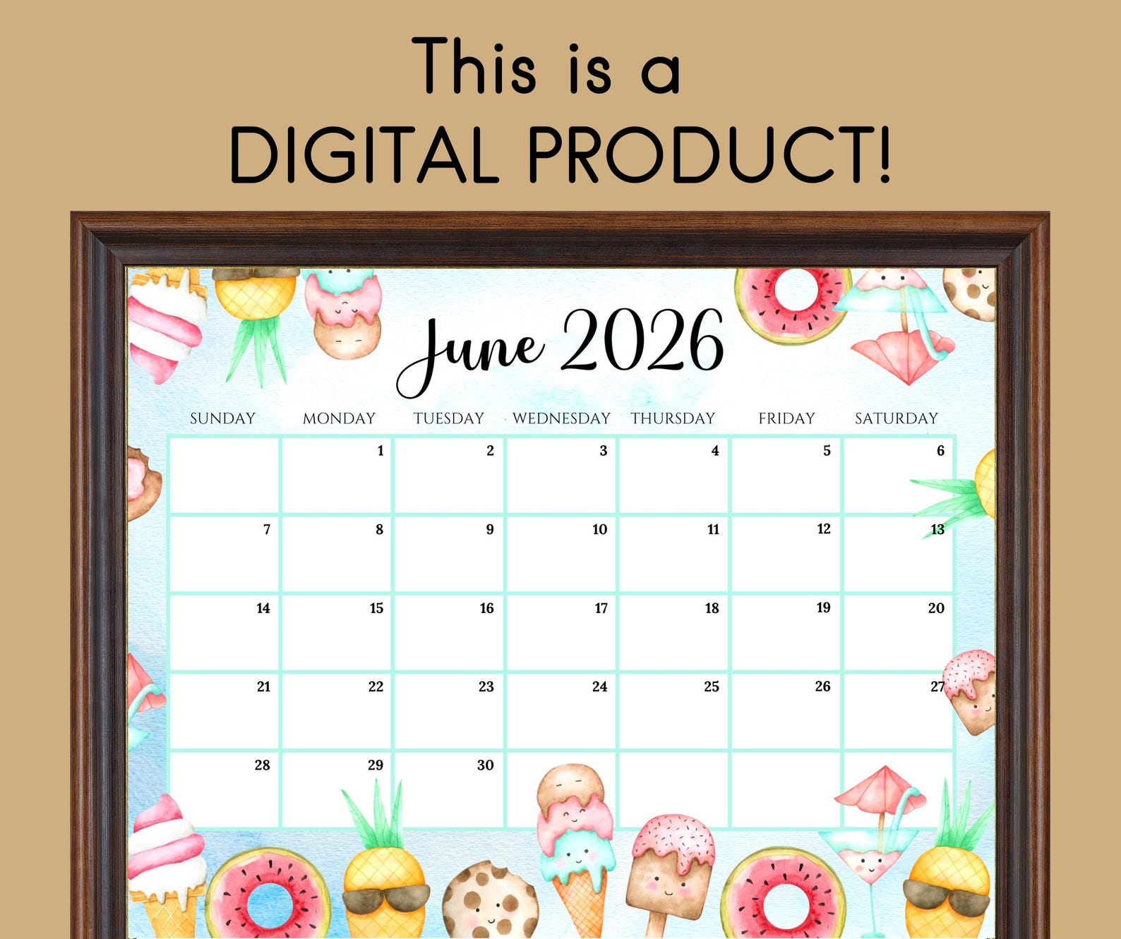Editable June 2026 Calendar | Monthly Planner Printable PDF | School ...