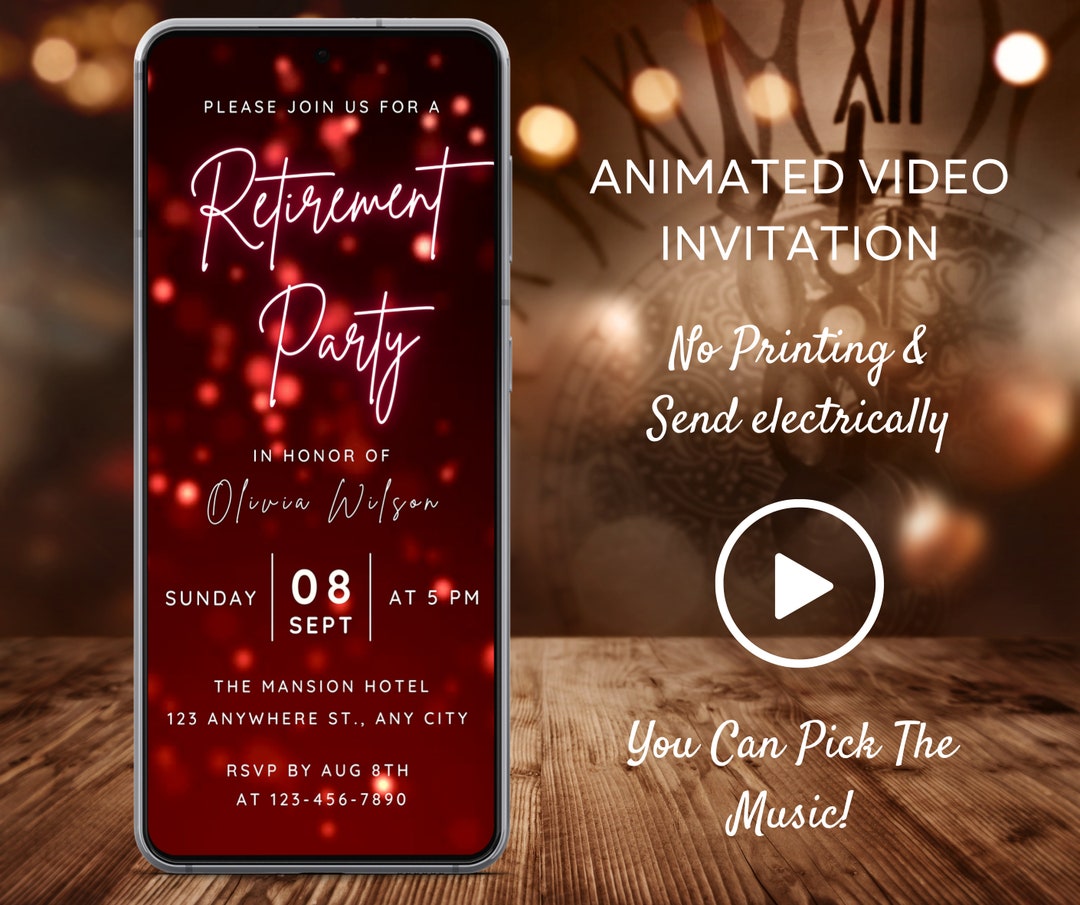 Retirement Party Invitation Animated Retirement Video Invite Etsy
