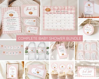 Cutie Pie Baby Shower Invitation Bundle, Fall Baby Shower Girl, Pink Pie Baby Shower Decor, Autumn Baby Shower, Games Welcome Signs EDITABLE