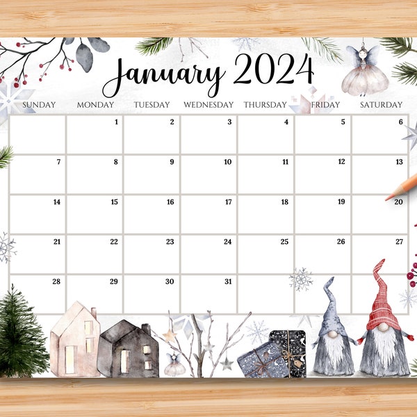 Gnome 2024 Calendar Etsy