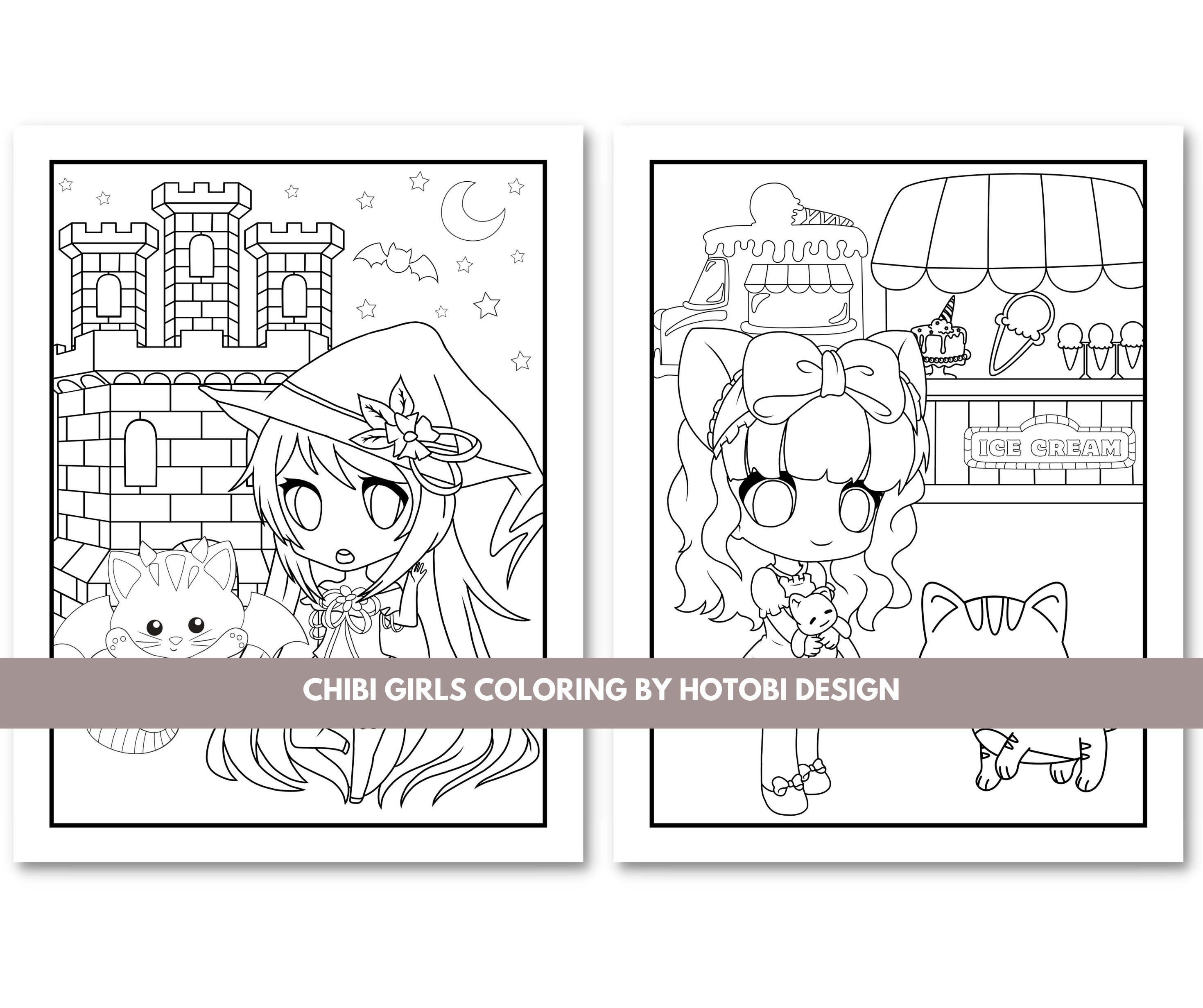 Chibi Girls Coloring Pages Set Three - Brokenness Beauty Grace