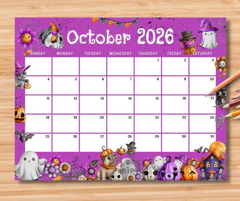Editable October 2026 Calendar | Monthly Planner Printable PDF | School ...