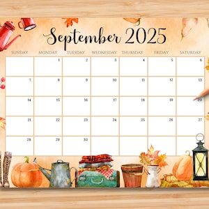 Calendario settembre 2025 MODIFICABILE, Bellissimo e accogliente autunno, Orario scolastico per bambini stampabile, Calendario della classe, Download immediato