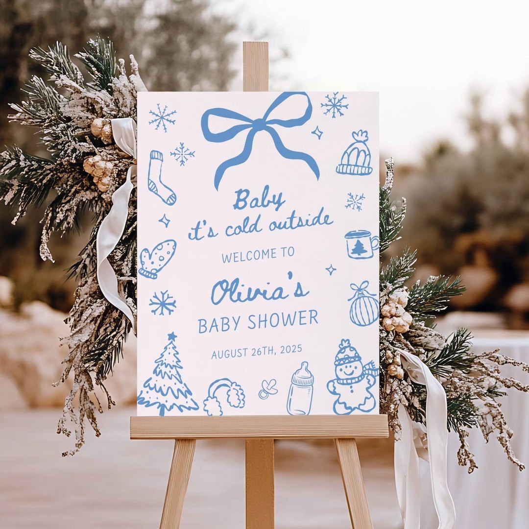 Baby It’s Cold Outside Welcome Sign, Winter Boy Baby Shower Welcome ...