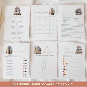 Storybook Bridal Shower Bundle, New Chapter Bridal Shower Invitation & Games, Vintage Book Themed Bridal Shower Decor, Editable Template image 6